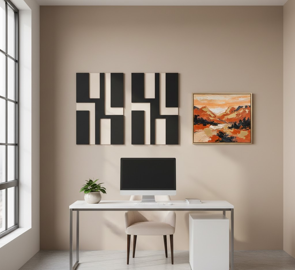 Office space with wall decor