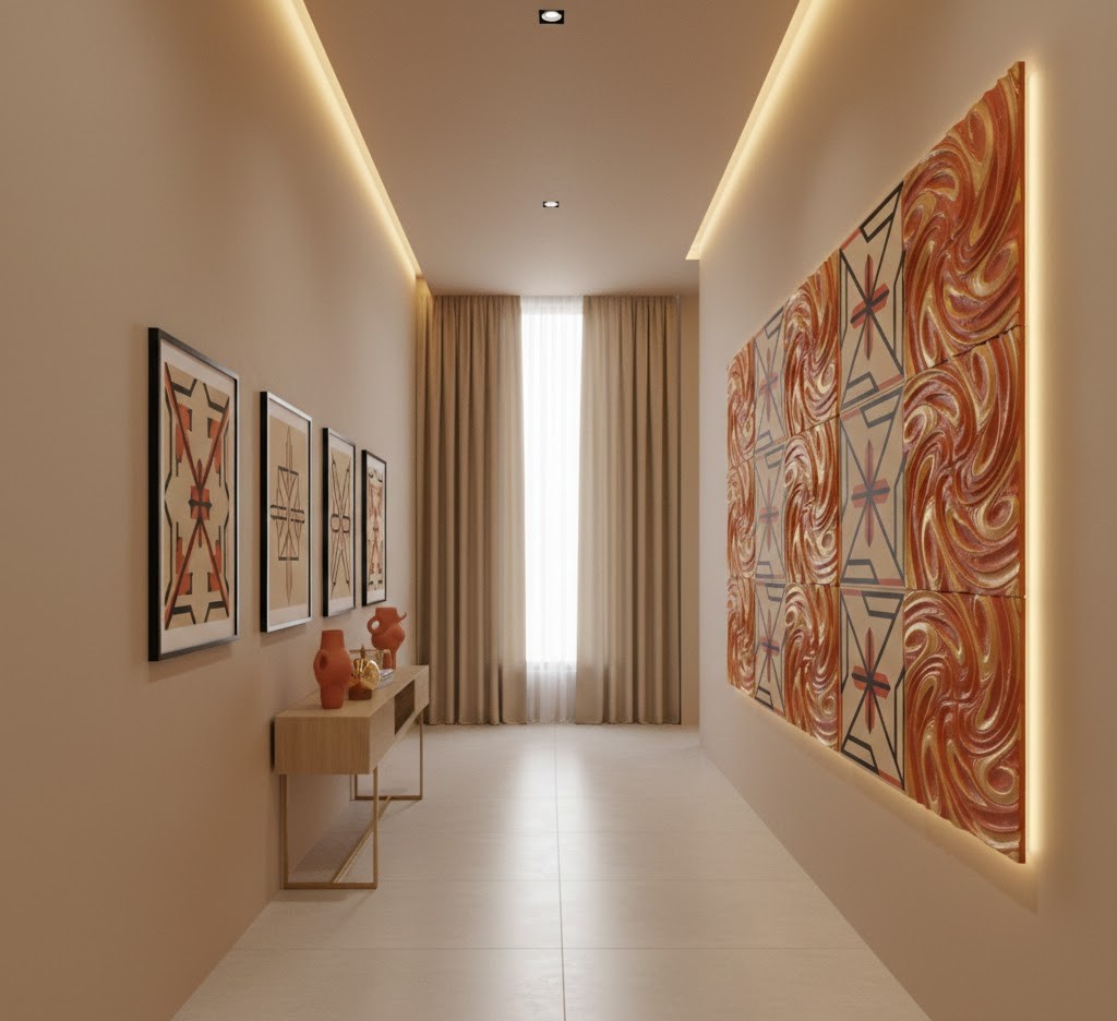 Contemporary hallway with panels